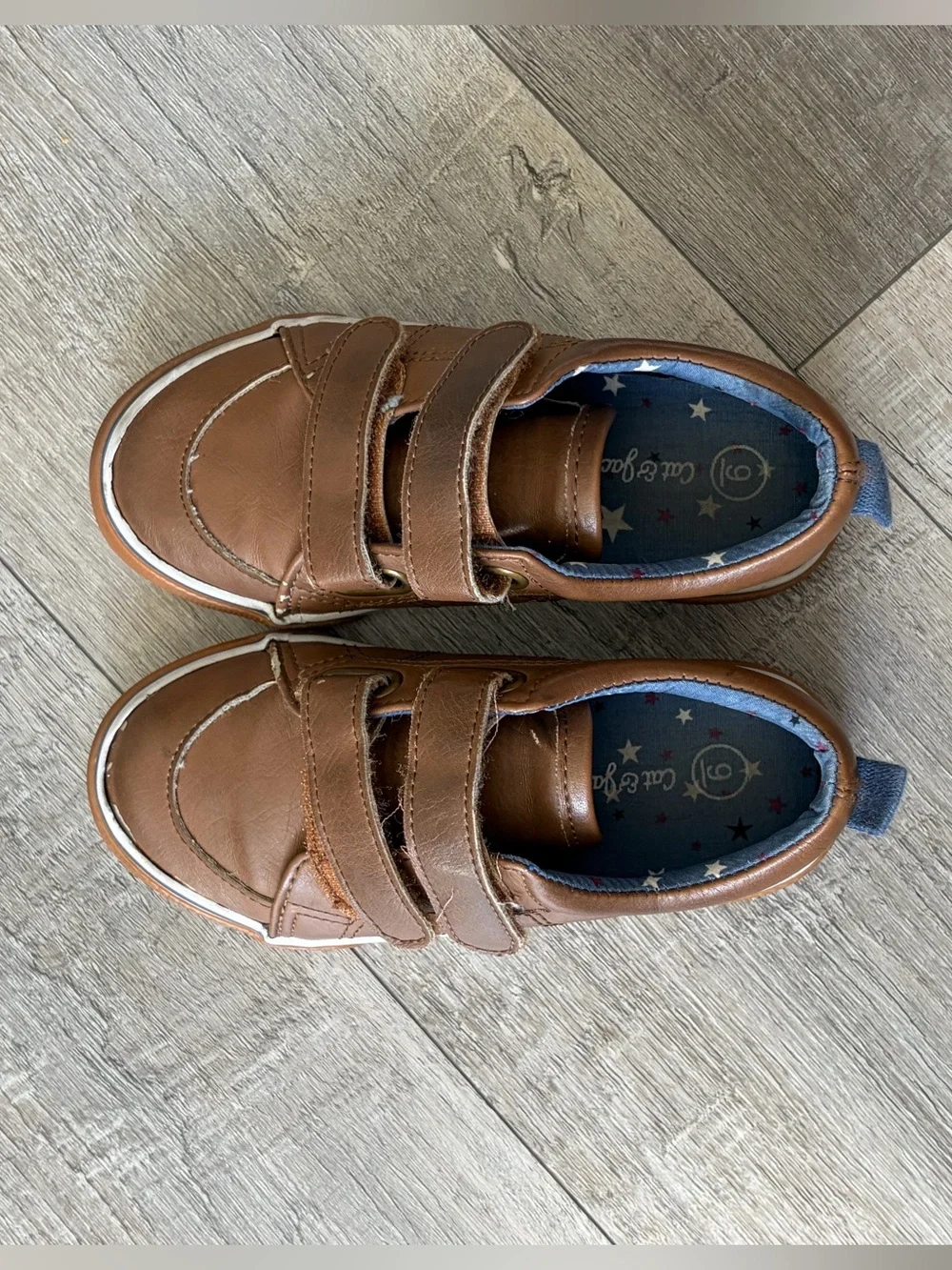 Cat & Jack Boys Size 9 Toddler Brown Double Strap Sneakers Shoes